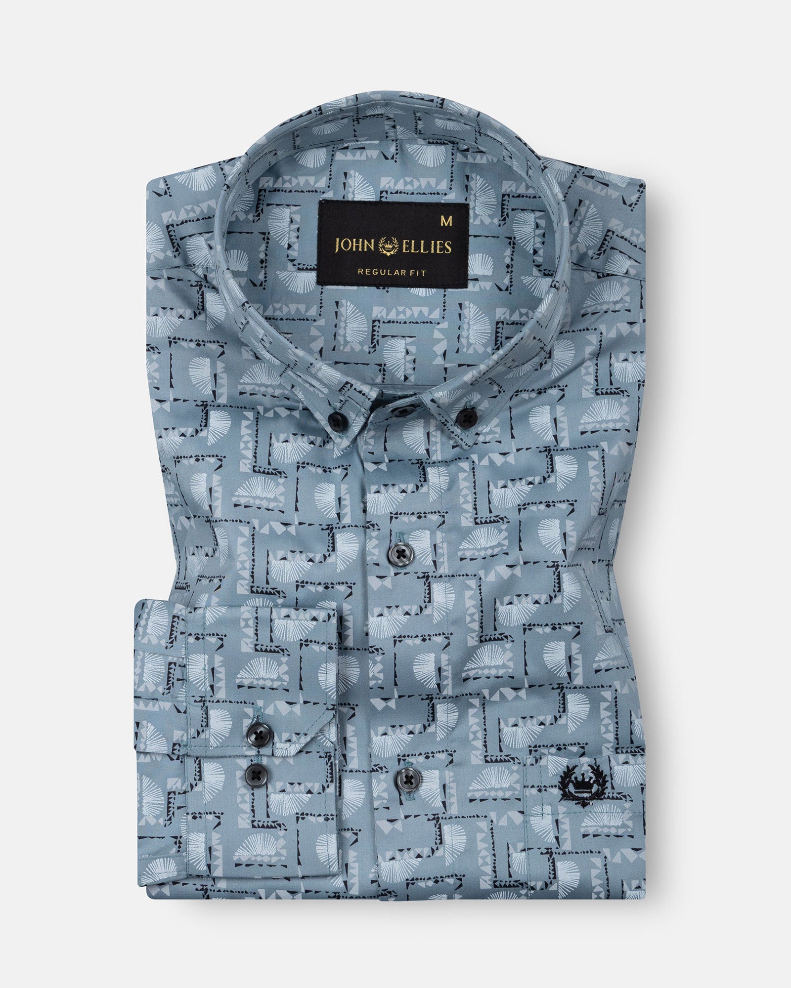 Oryxis Olive Printed Button Down Cotton Shirt - John Ellies