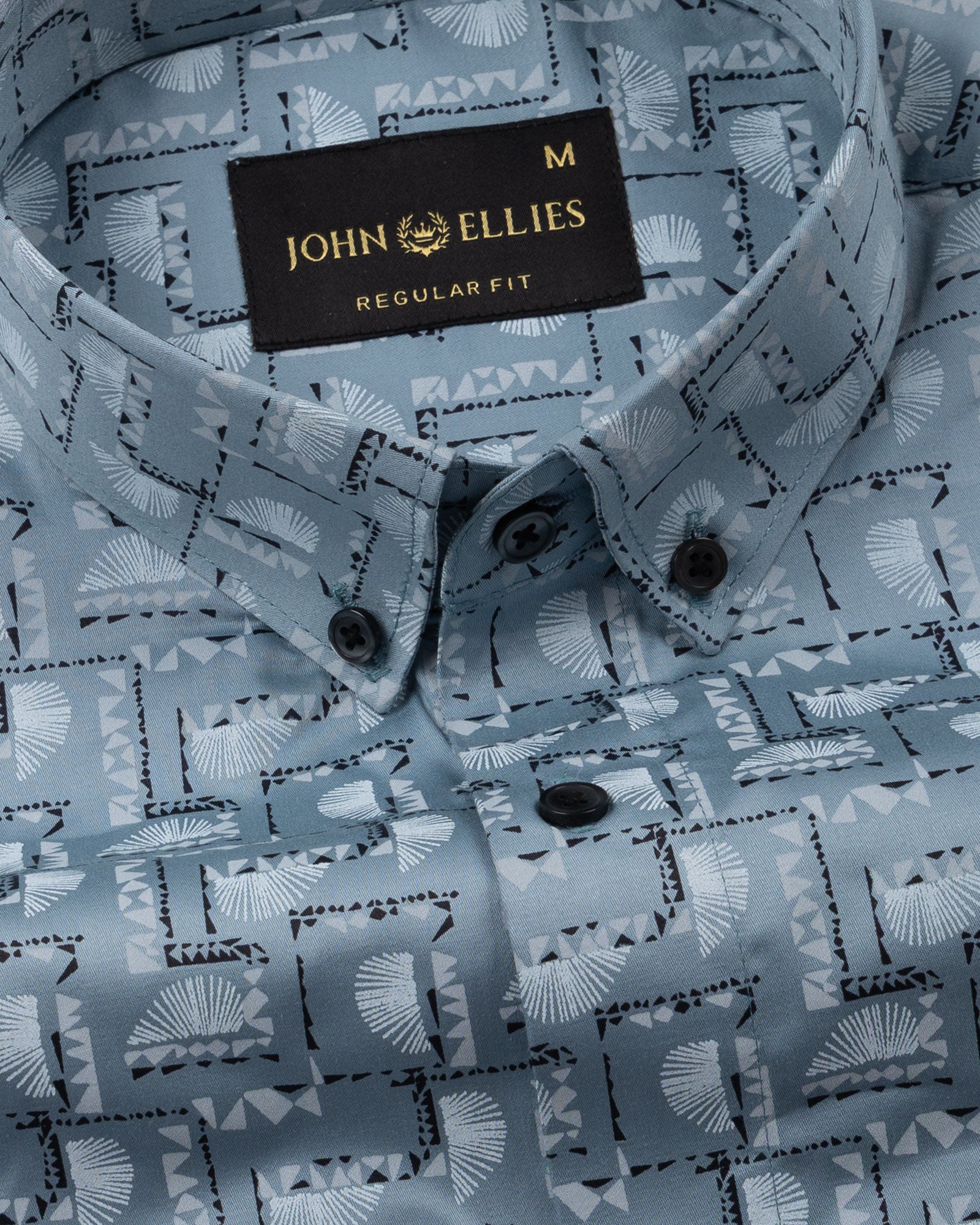 Oryxis Olive Printed Button Down Cotton Shirt - John Ellies