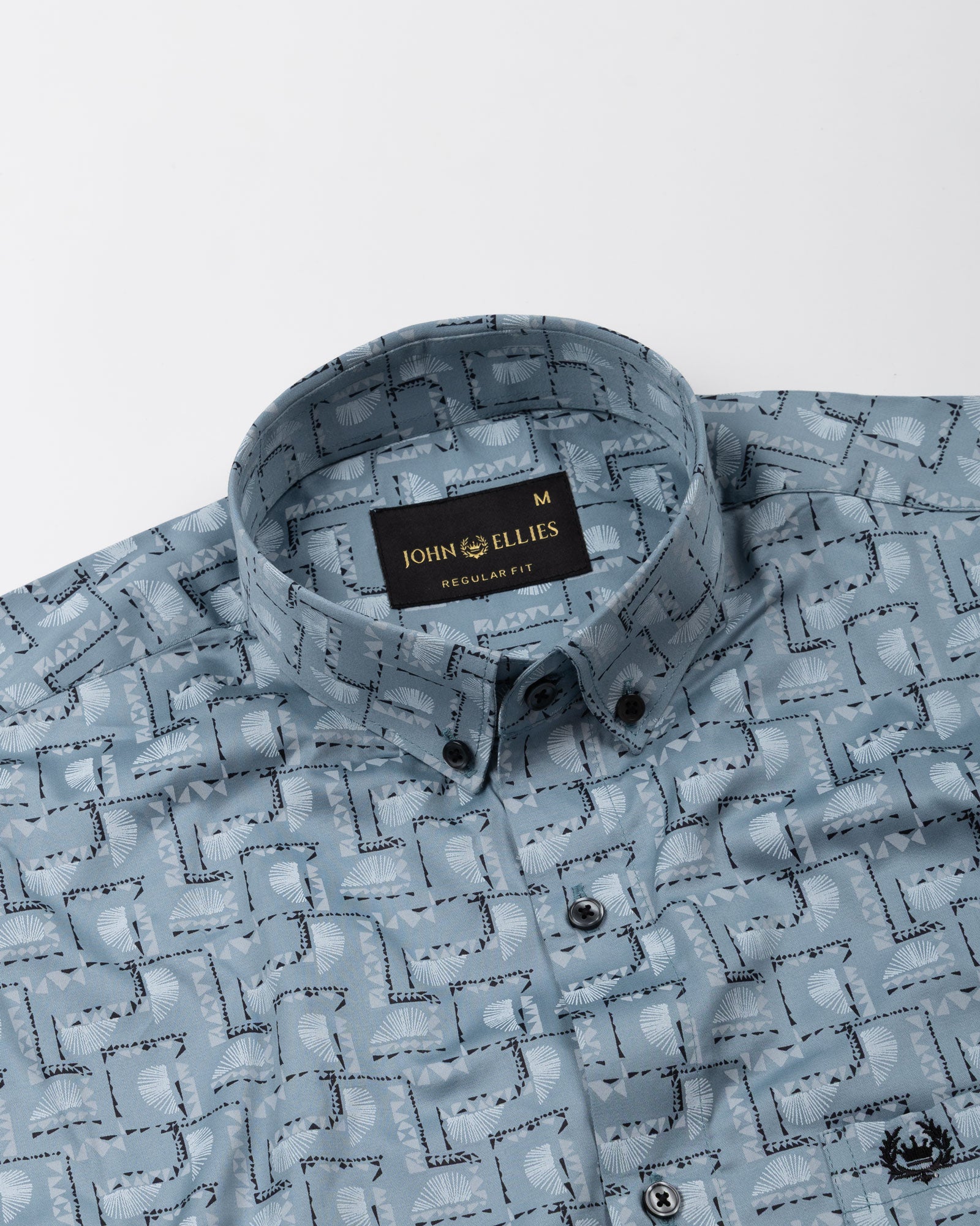 Oryxis Olive Printed Button Down Cotton Shirt - John Ellies