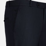 Palermo Navy Blue Stripe Formal Cotton Pant - John Ellies