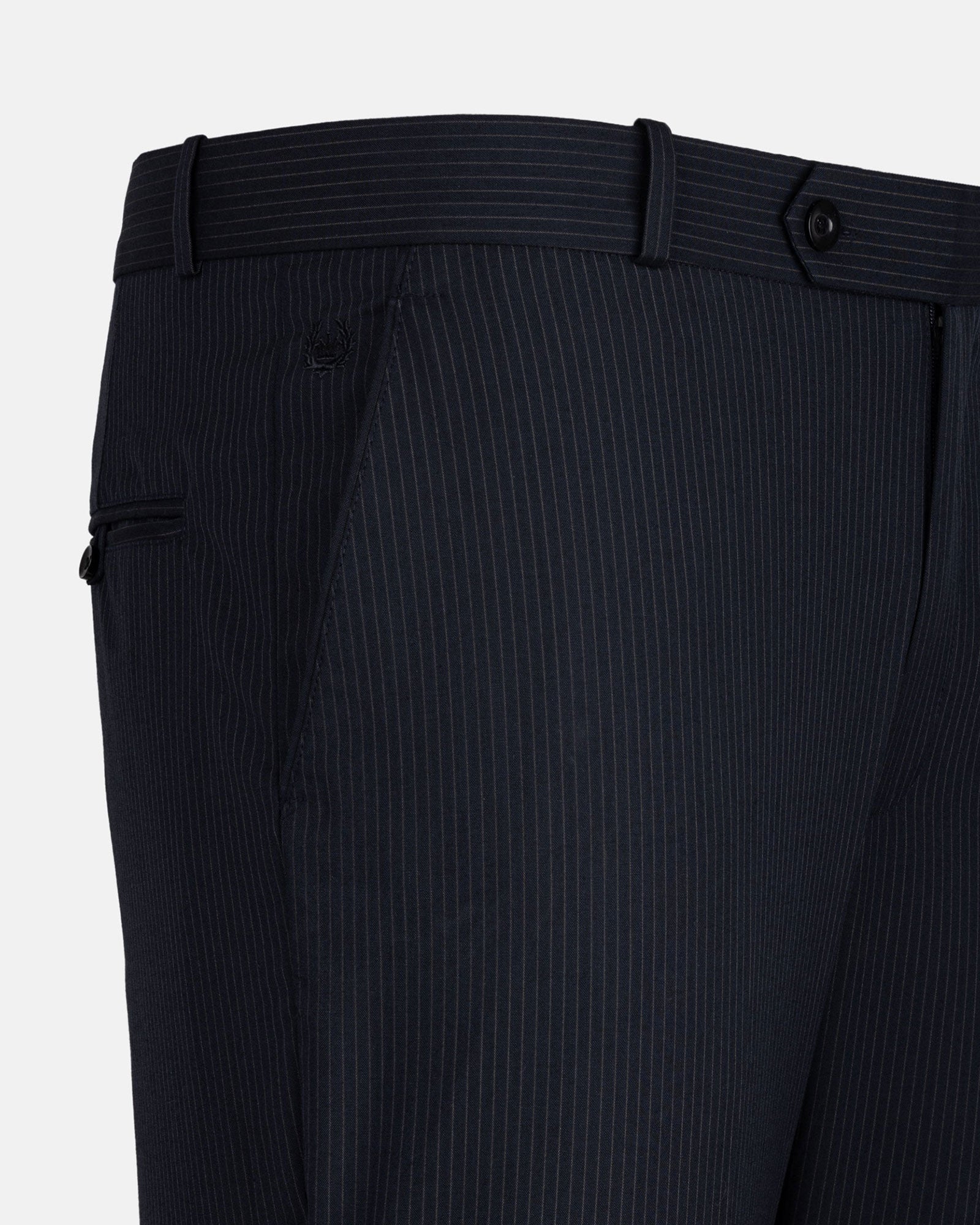 Palermo Navy Blue Stripe Formal Cotton Pant - John Ellies