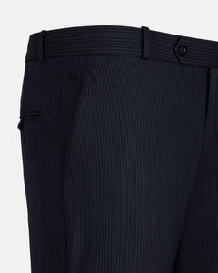 Palermo Navy Blue Stripe Formal Cotton Pant - John Ellies