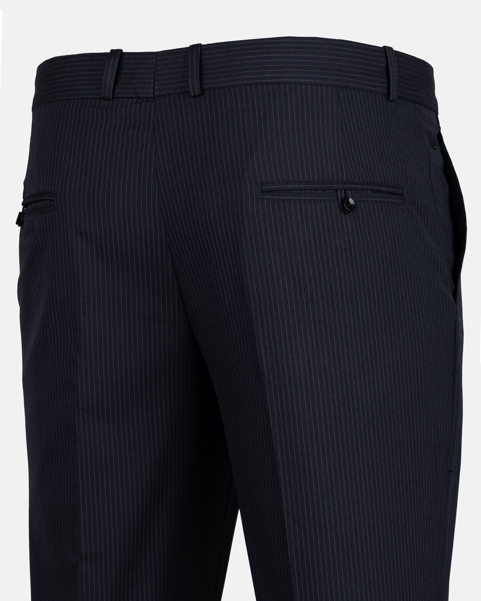 Palermo Navy Blue Stripe Formal Cotton Pant - John Ellies