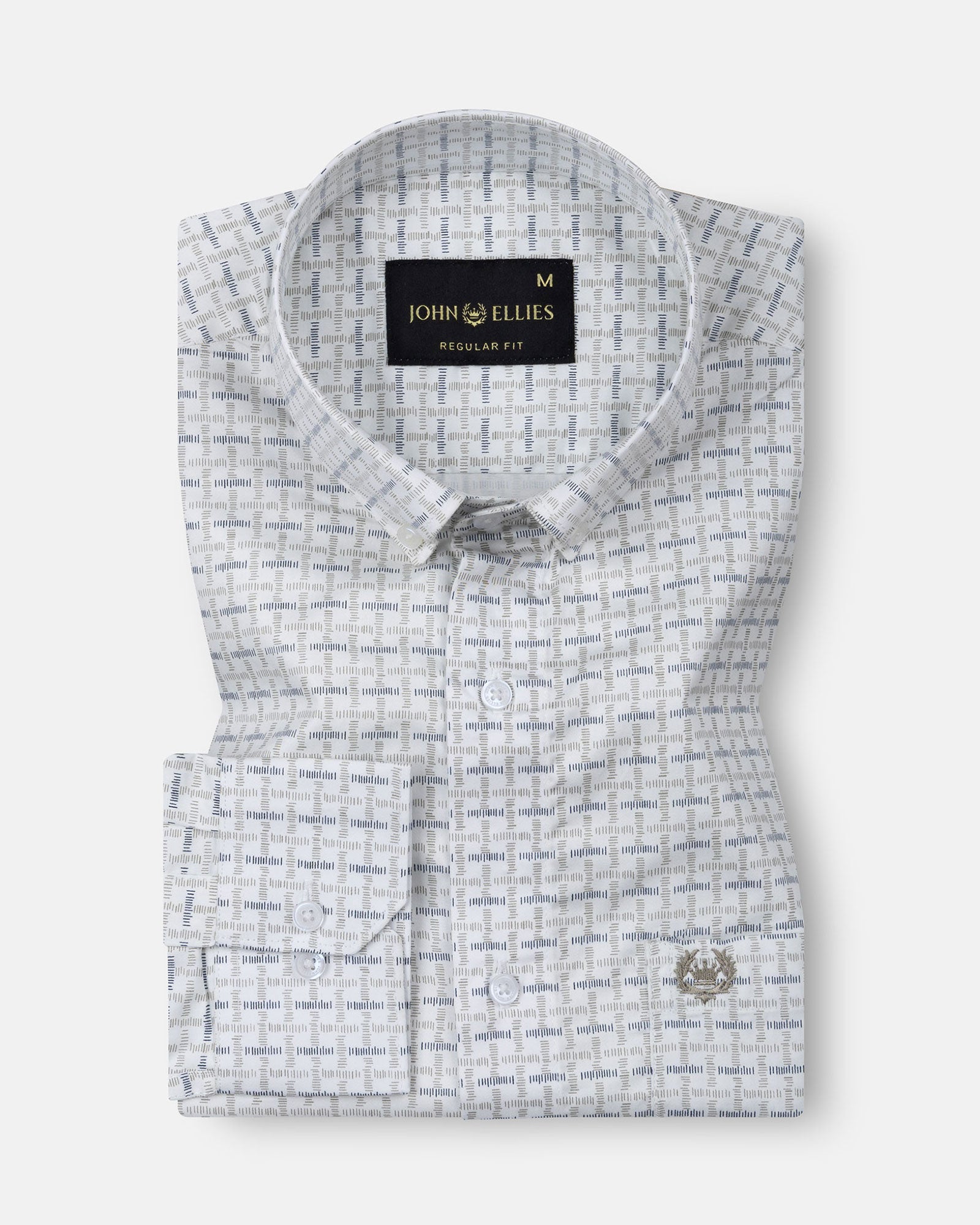 Oryxis White Printed Button Down Cotton Shirt - John Ellies