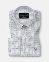 Oryxis White Printed Button Down Cotton Shirt