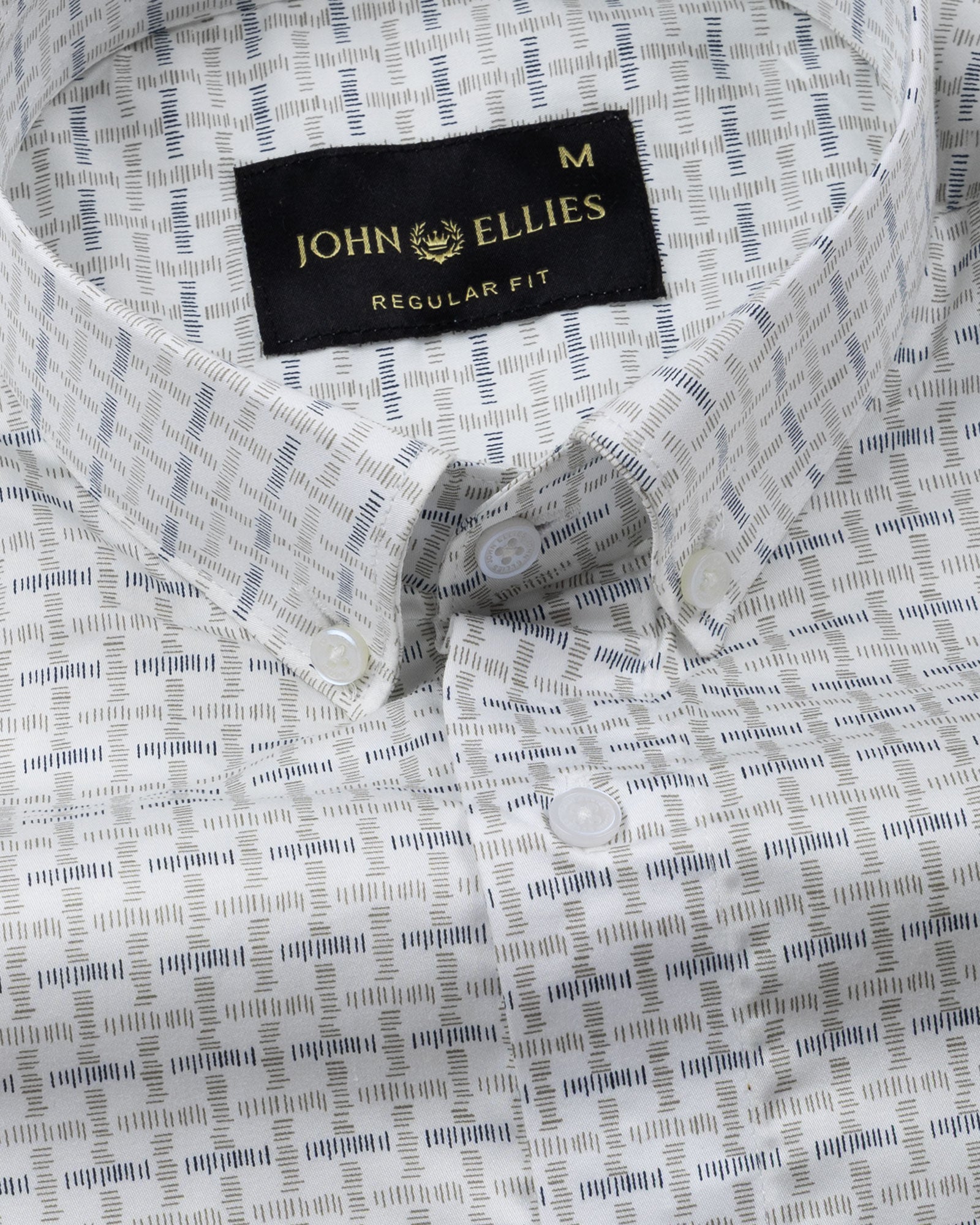 Oryxis White Printed Button Down Cotton Shirt - John Ellies
