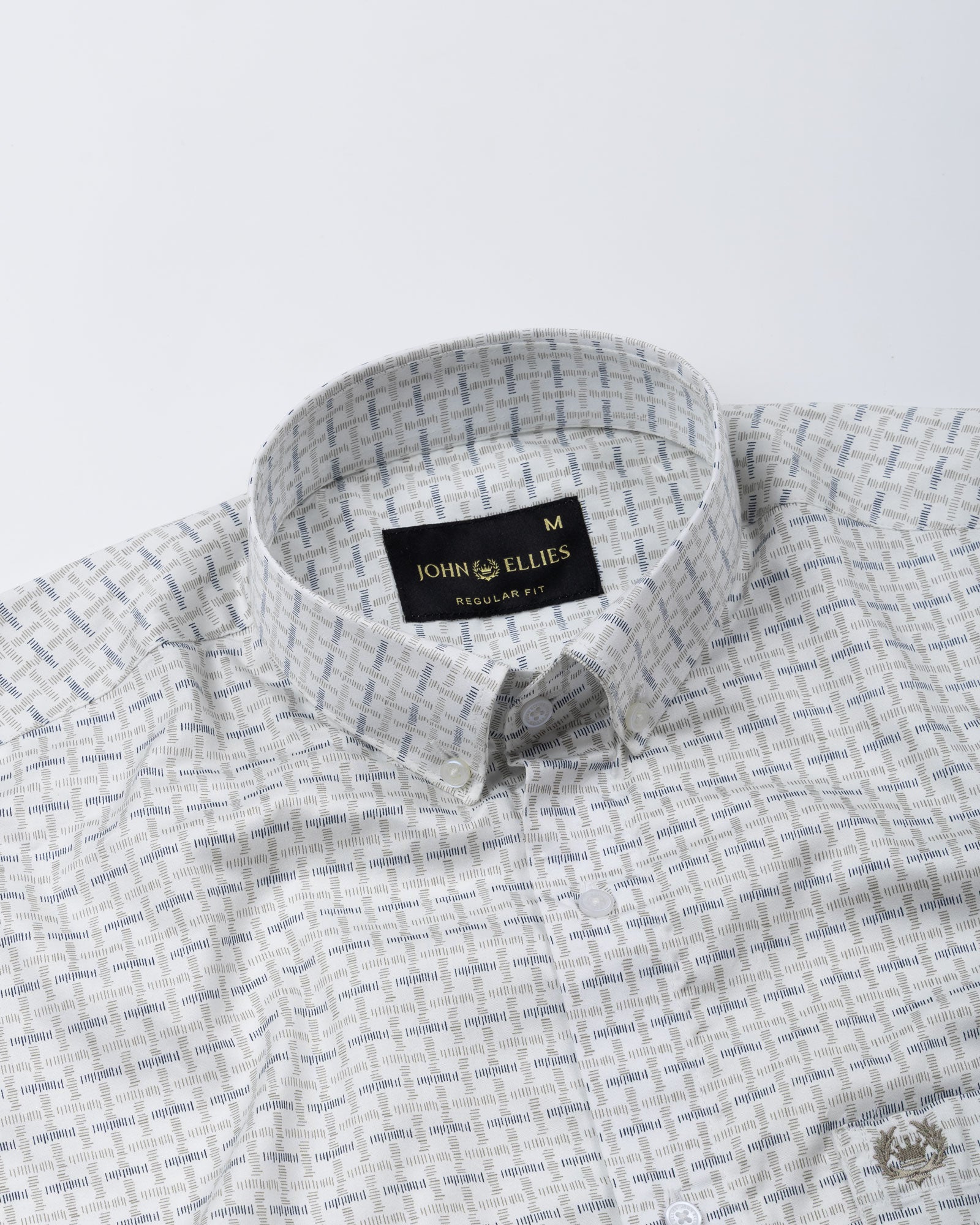 Oryxis White Printed Button Down Cotton Shirt - John Ellies