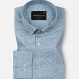 Oryxis Teal Printed Button Down Cotton Shirt - John Ellies