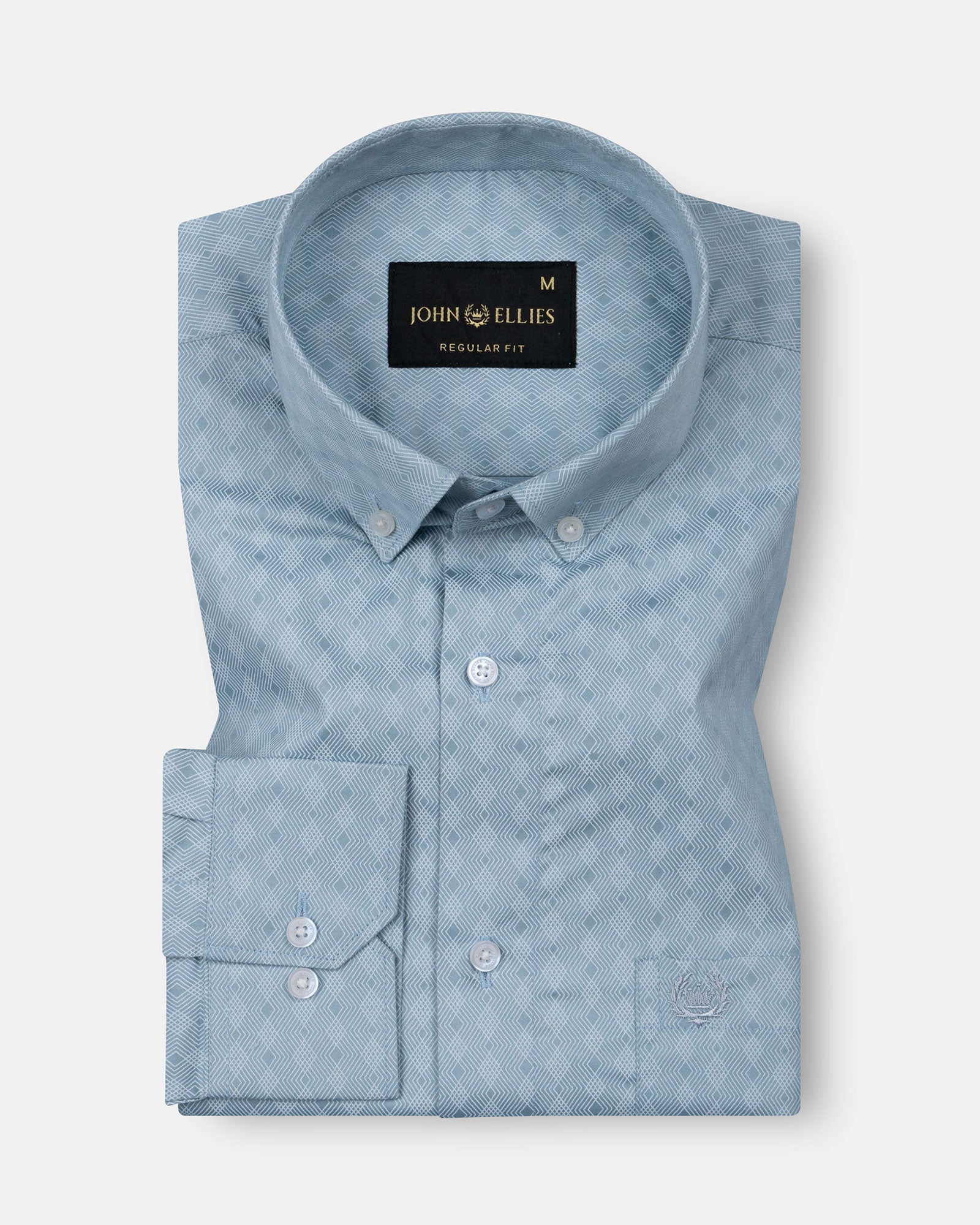Oryxis Teal Printed Button Down Cotton Shirt - John Ellies
