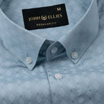 Oryxis Teal Printed Button Down Cotton Shirt - John Ellies