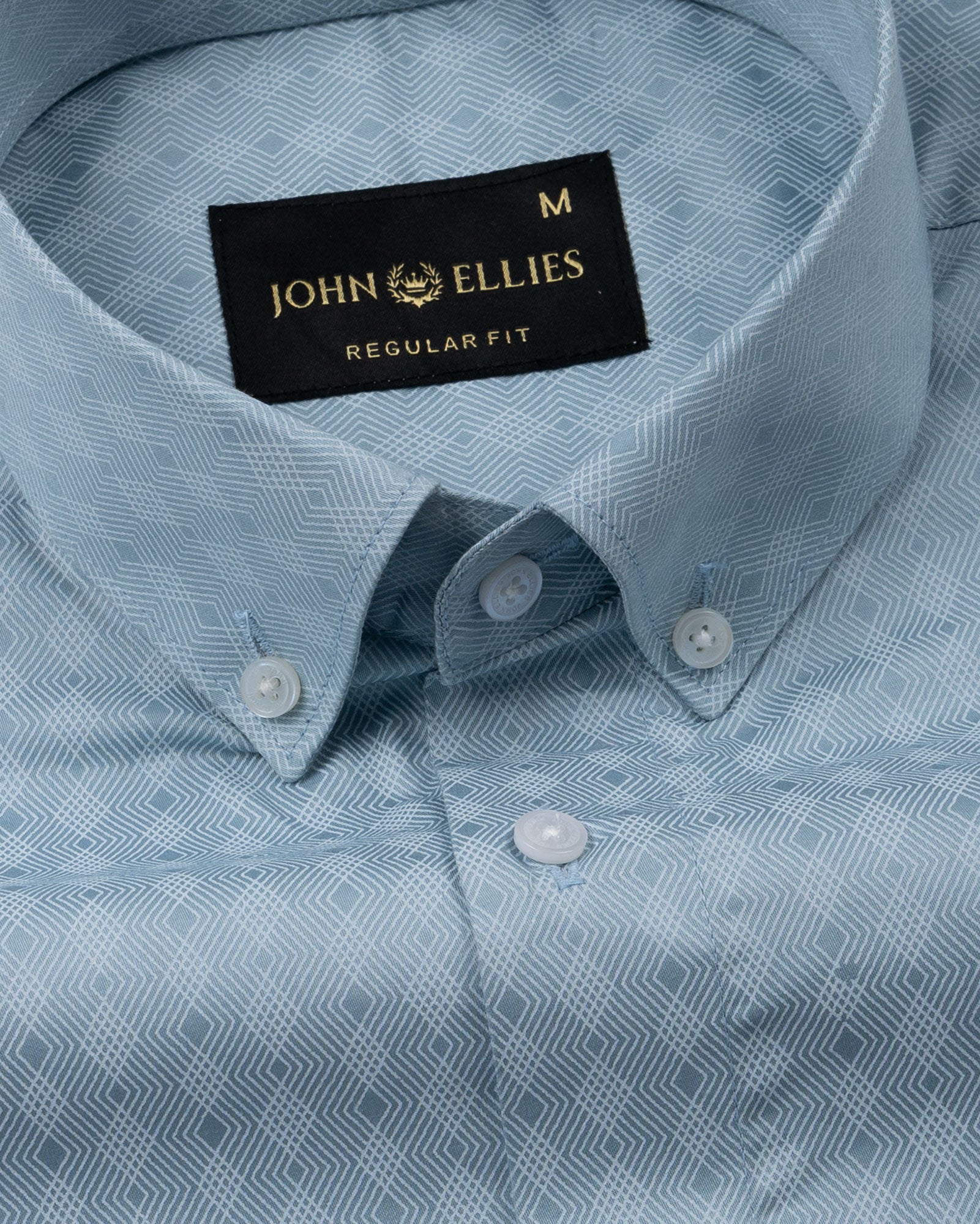 Oryxis Teal Printed Button Down Cotton Shirt - John Ellies
