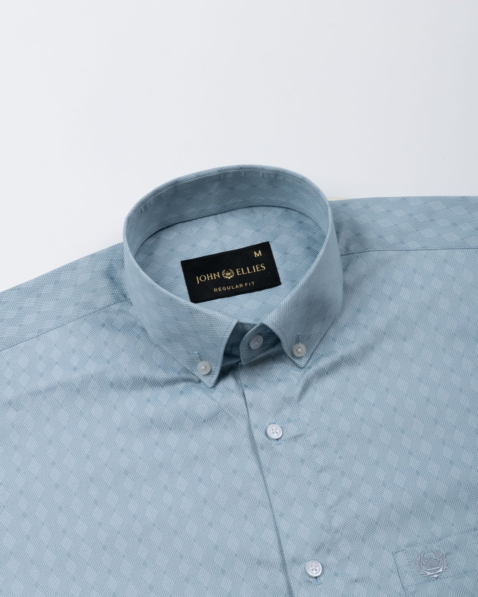 Oryxis Teal Printed Button Down Cotton Shirt - John Ellies