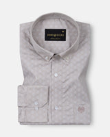 Oryxis Beige Printed Button Down Cotton Shirt