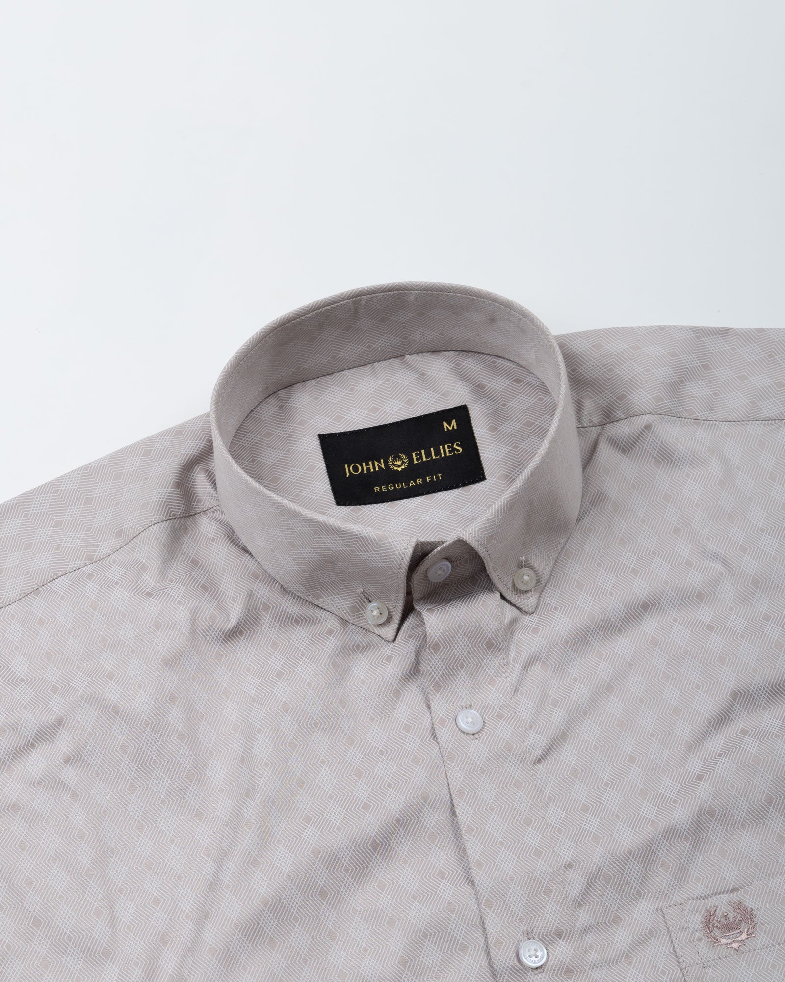 Oryxis Beige Printed Button Down Cotton Shirt - John Ellies