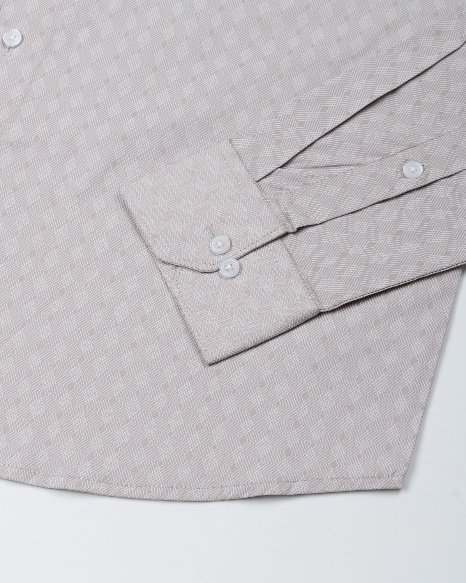 Oryxis Beige Printed Button Down Cotton Shirt - John Ellies