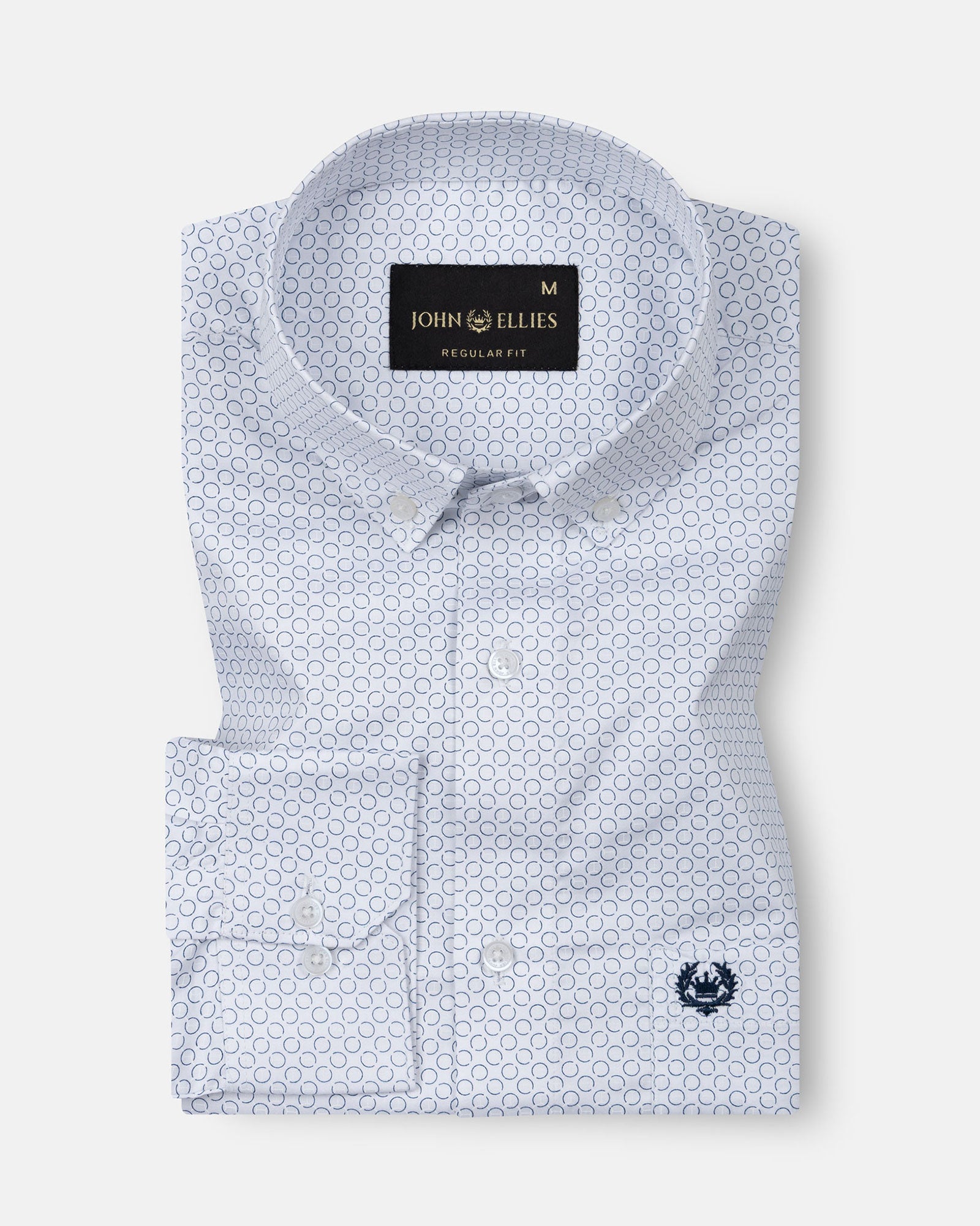 Oryxis Blue Printed Button Down Cotton Shirt - John Ellies