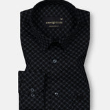 Oryxis Black Printed Check Cotton Shirt - John Ellies