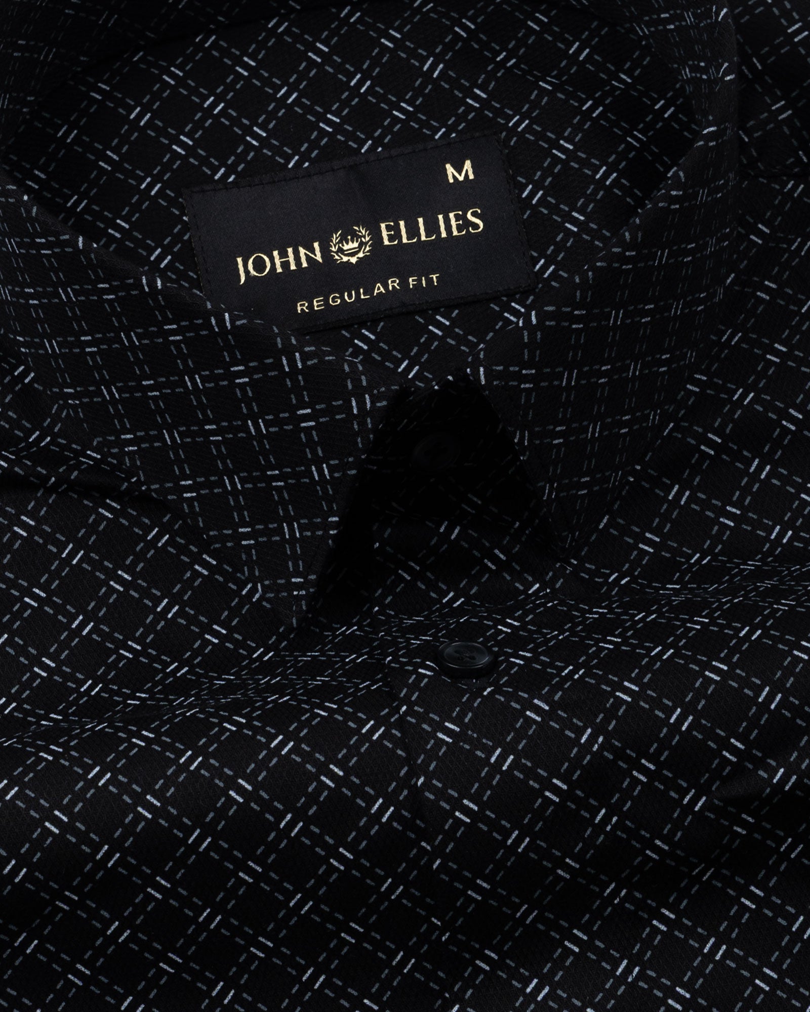 Oryxis Black Printed Check Cotton Shirt - John Ellies