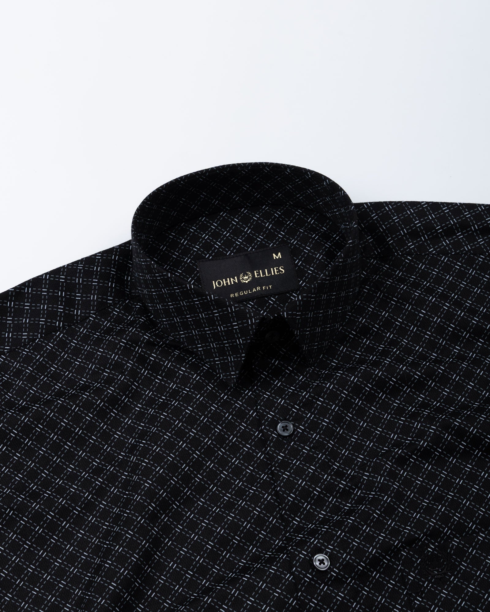 Oryxis Black Printed Check Cotton Shirt - John Ellies