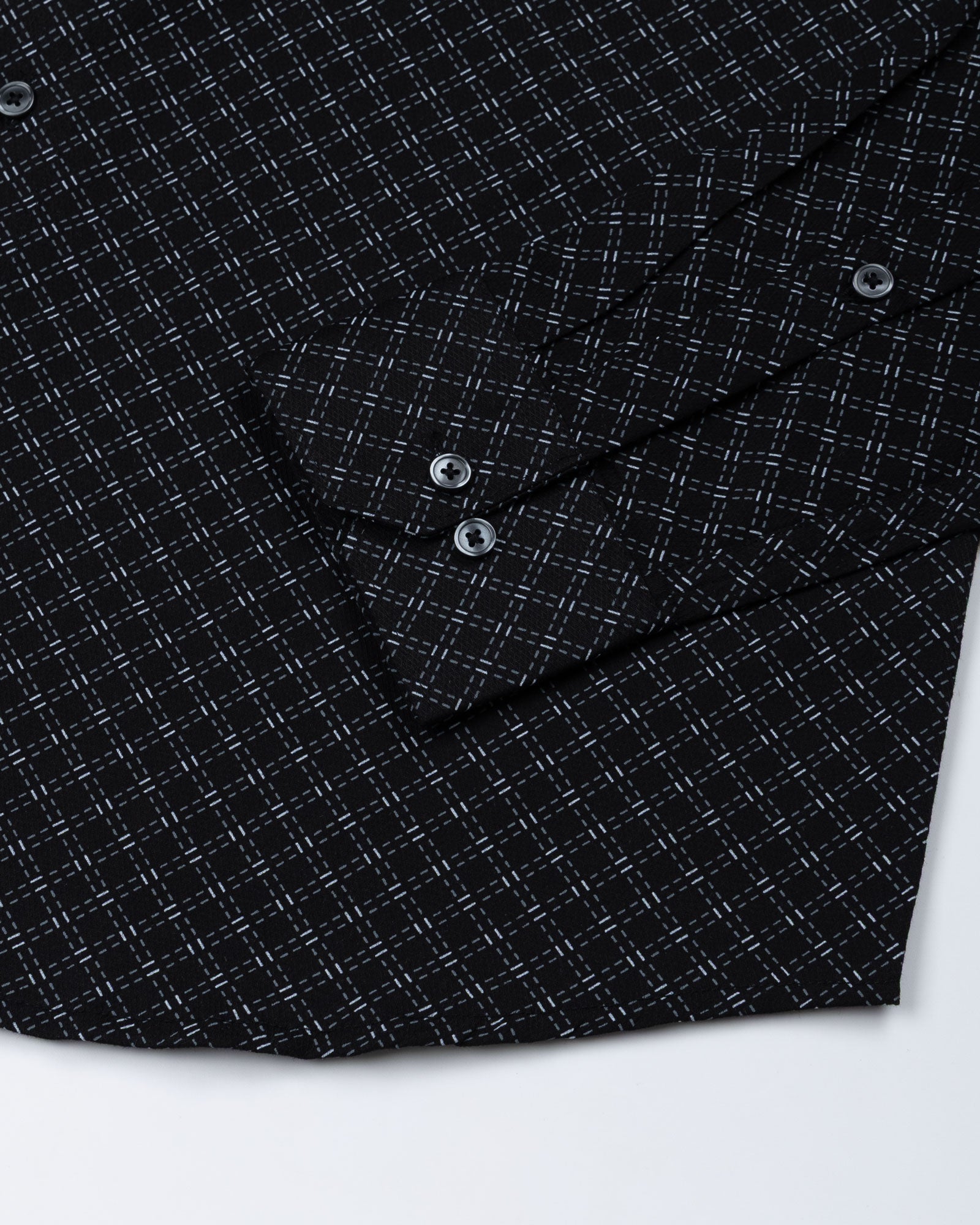 Oryxis Black Printed Check Cotton Shirt - John Ellies