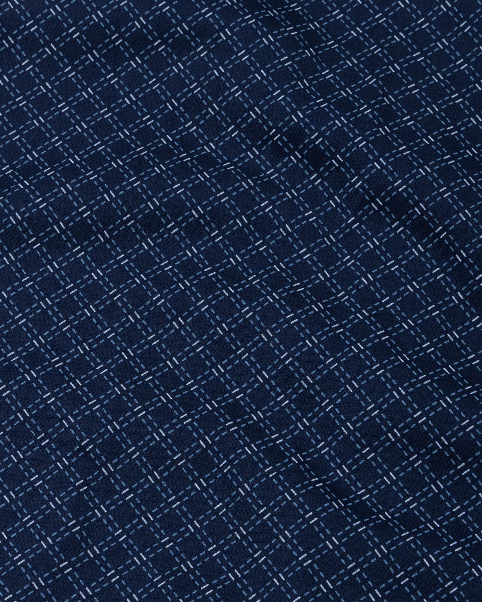 Oryxis Navy Blue Printed Check Cotton Shirt - John Ellies
