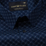 Oryxis Navy Blue Printed Check Cotton Shirt - John Ellies