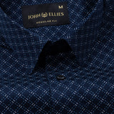 Oryxis Navy Blue Printed Check Cotton Shirt - John Ellies