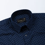 Oryxis Navy Blue Printed Check Cotton Shirt - John Ellies