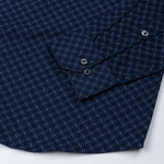 Oryxis Navy Blue Printed Check Cotton Shirt - John Ellies