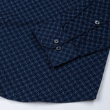 Oryxis Navy Blue Printed Check Cotton Shirt - John Ellies