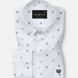 Velora Green Linen Blend Printed Shirt - John Ellies