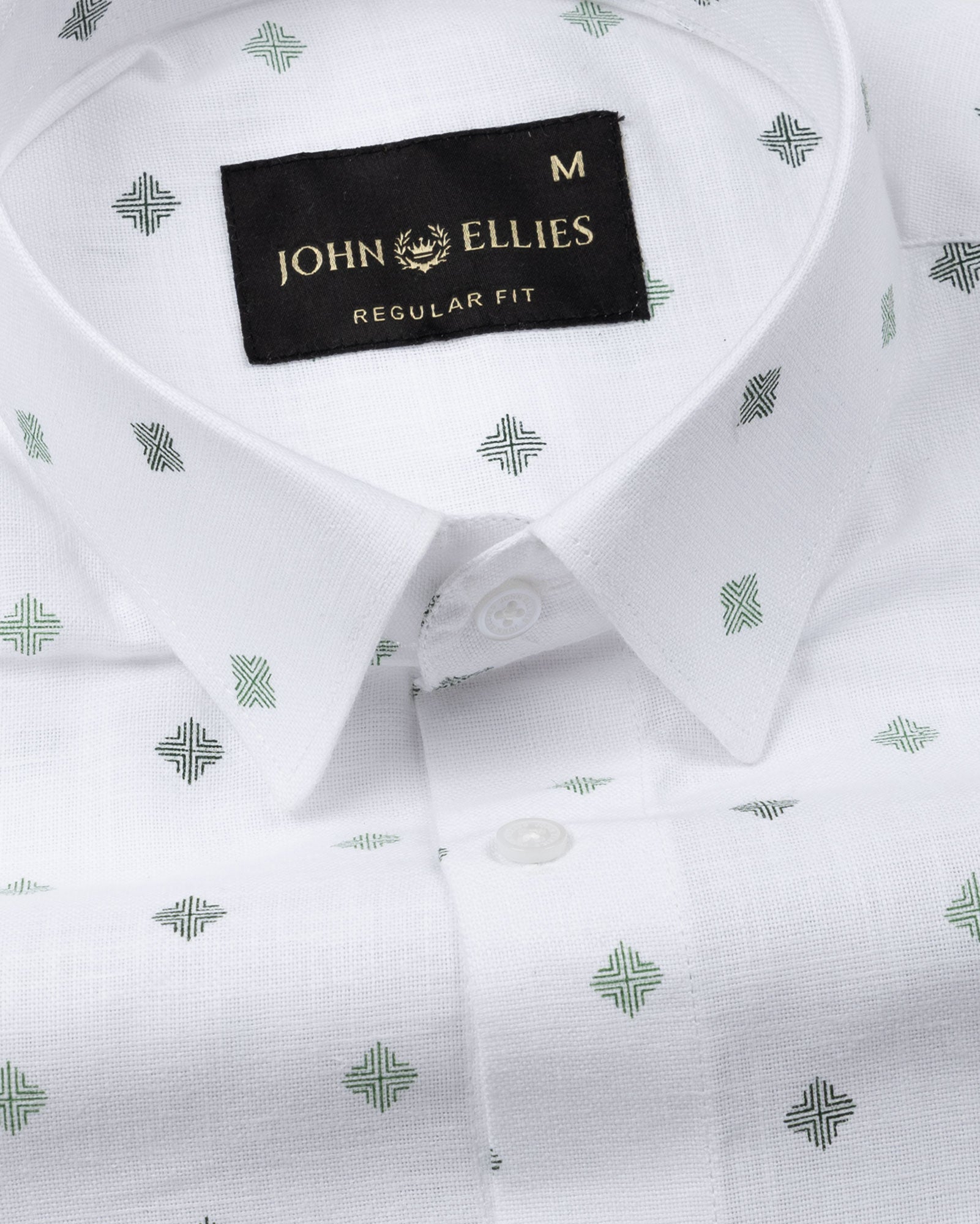 Velora Green Linen Blend Printed Shirt - John Ellies