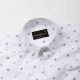 Velora Green Linen Blend Printed Shirt - John Ellies