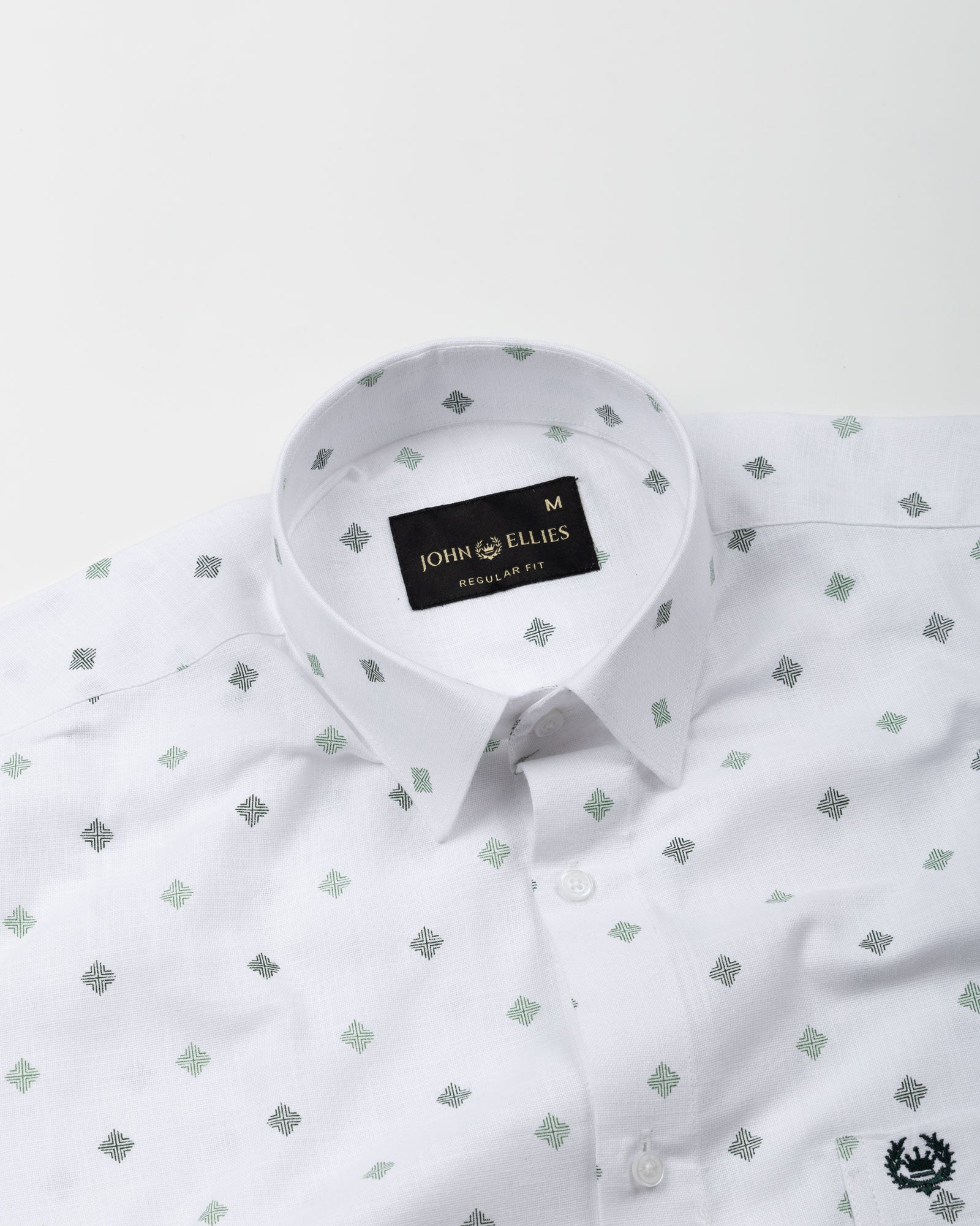 Velora Green Linen Blend Printed Shirt - John Ellies