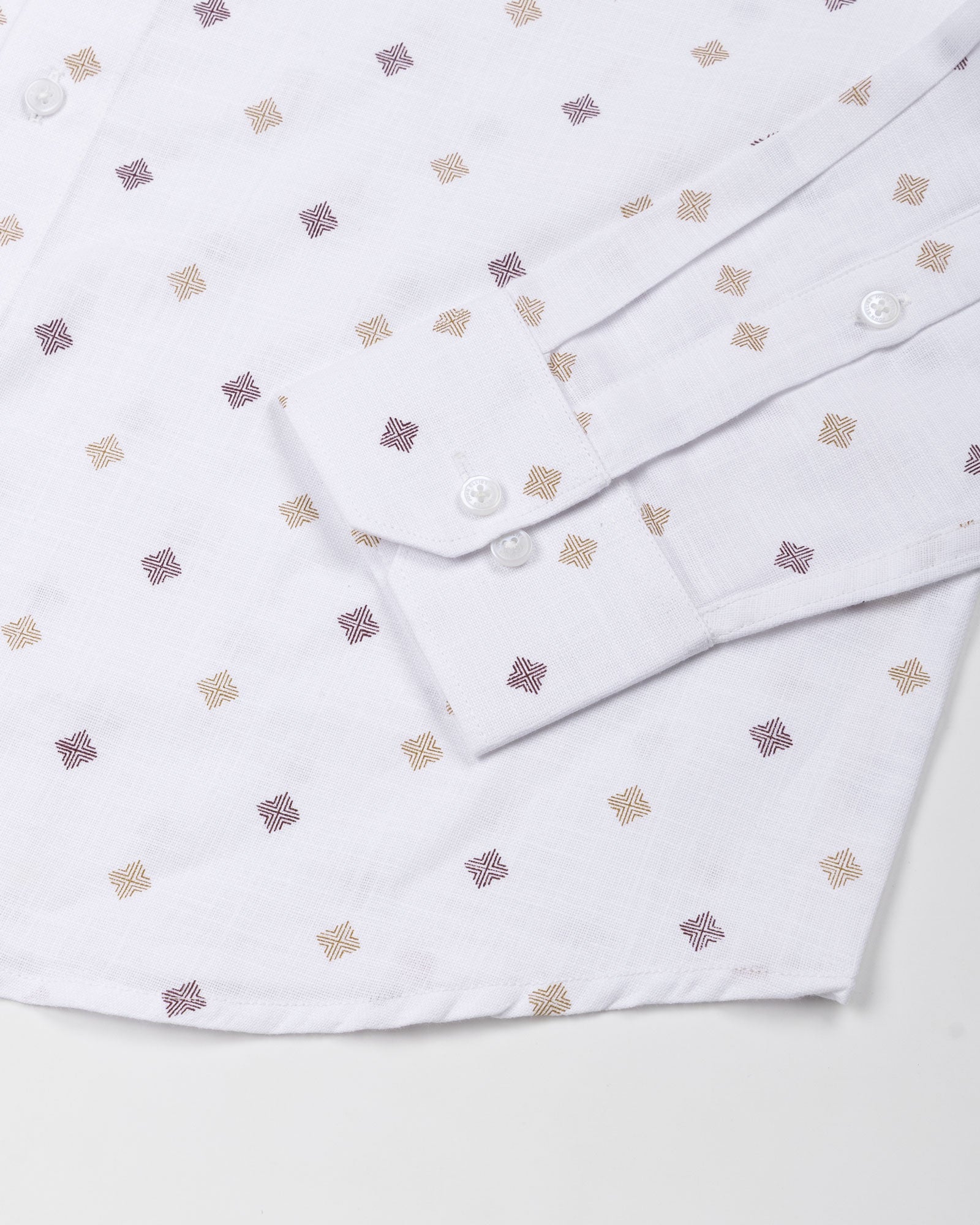 Velora Yellow Linen Blend Printed Shirt - John Ellies
