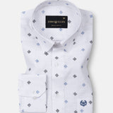 Velora Blue Linen Blend Printed Shirt - John Ellies