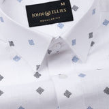 Velora Blue Linen Blend Printed Shirt - John Ellies