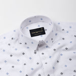 Velora Blue Linen Blend Printed Shirt - John Ellies