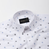 Velora Blue Linen Blend Printed Shirt - John Ellies