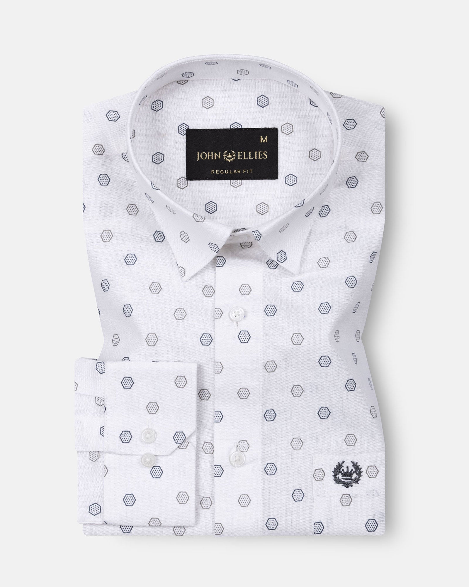 Zyro Grey Luxurious Linen Printed Shirt - John Ellies