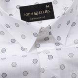 Zyro Grey Luxurious Linen Printed Shirt - John Ellies