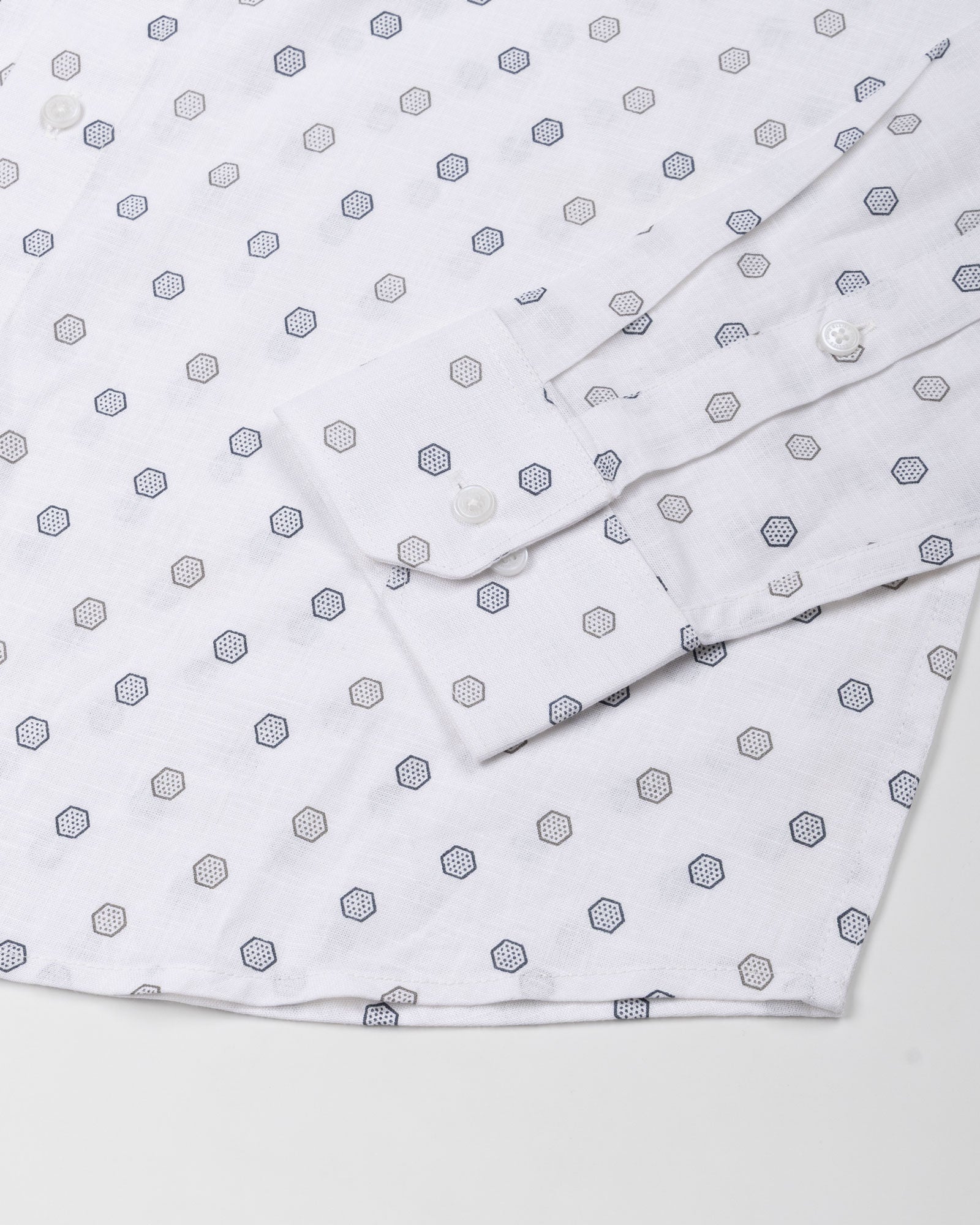 Zyro Grey Luxurious Linen Printed Shirt - John Ellies