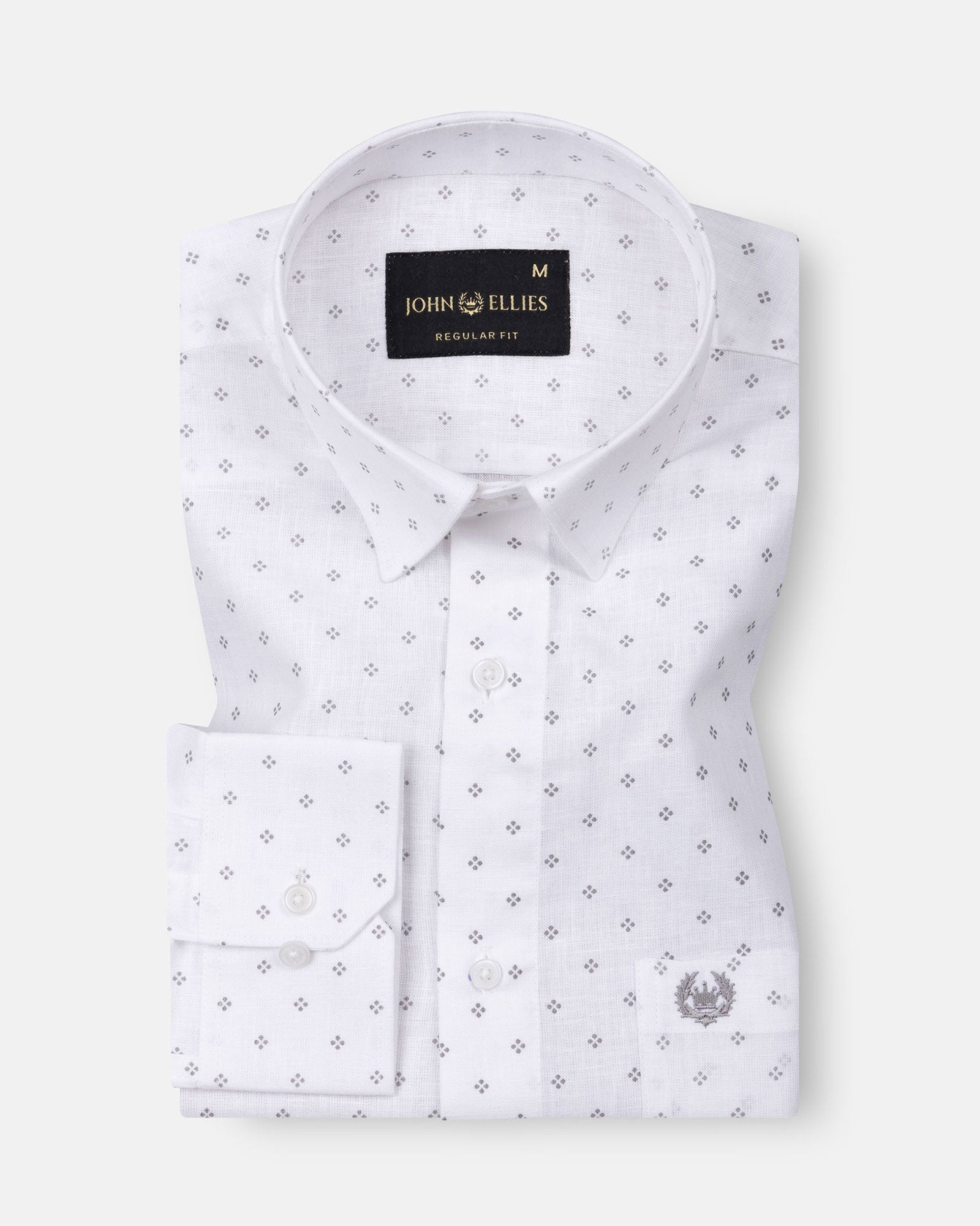 Zyro White Luxurious Linen Printed Shirt - John Ellies