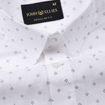 Zyro White Luxurious Linen Printed Shirt - John Ellies