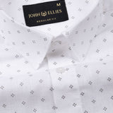Zyro White Luxurious Linen Printed Shirt - John Ellies