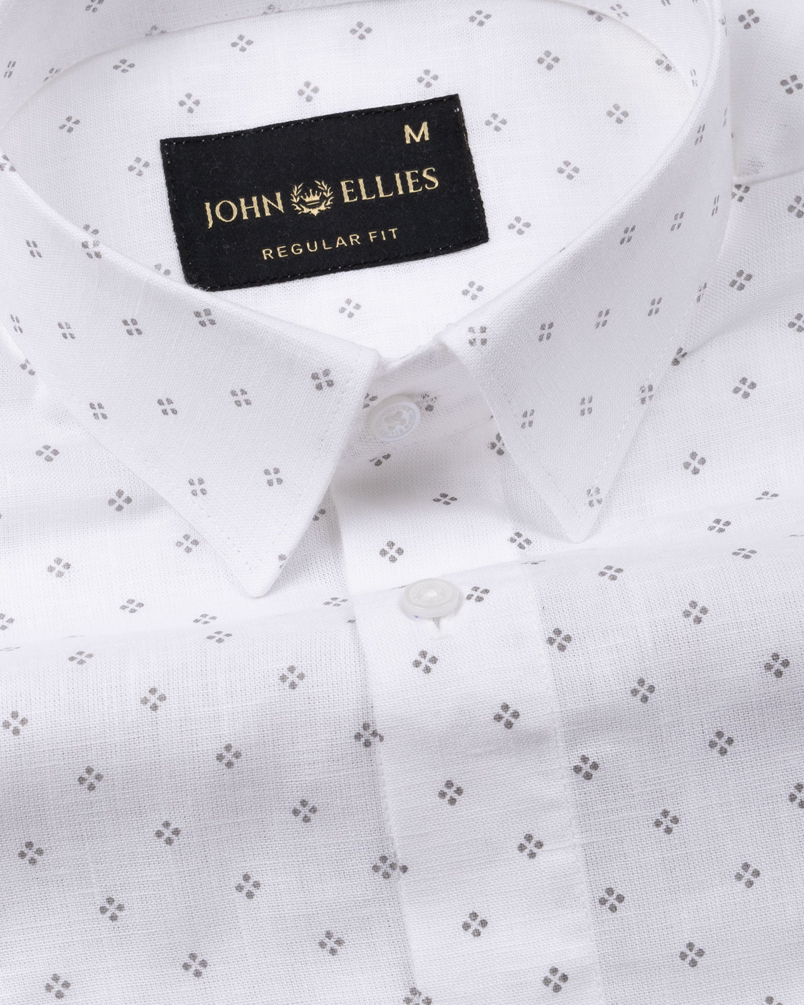 Zyro White Luxurious Linen Printed Shirt - John Ellies