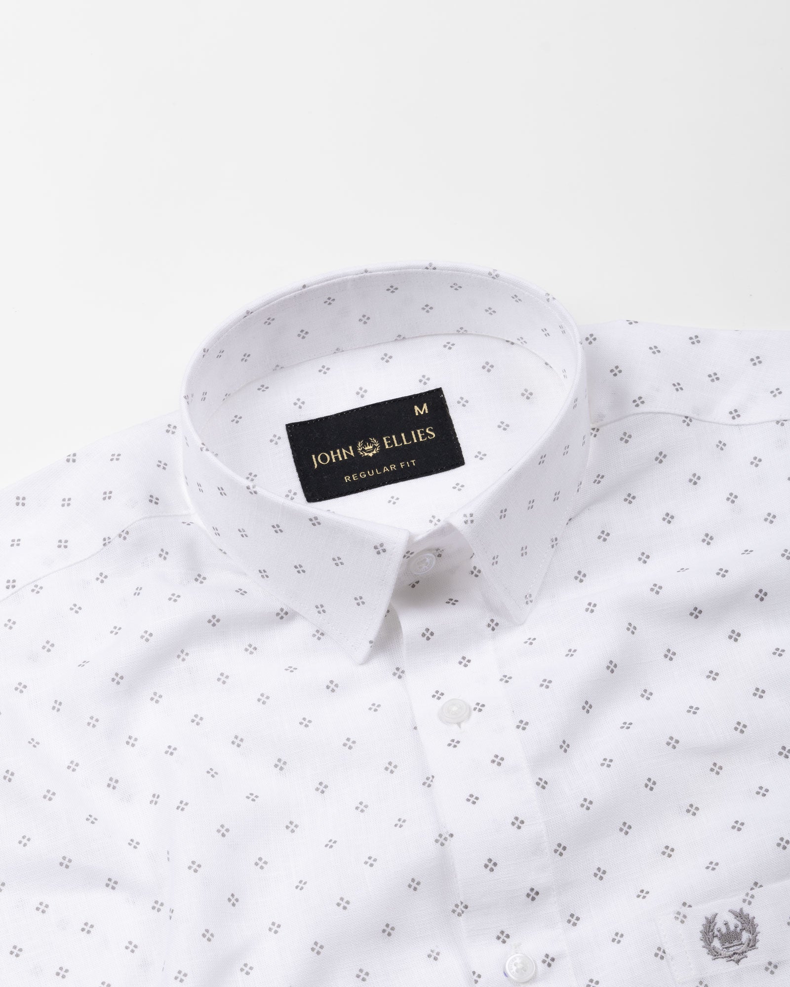 Zyro White Luxurious Linen Printed Shirt - John Ellies