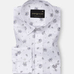 Zyro White Luxurious Linen Flower Printed Shirt - John Ellies