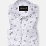 Zyro White Luxurious Linen Flower Printed Shirt - John Ellies