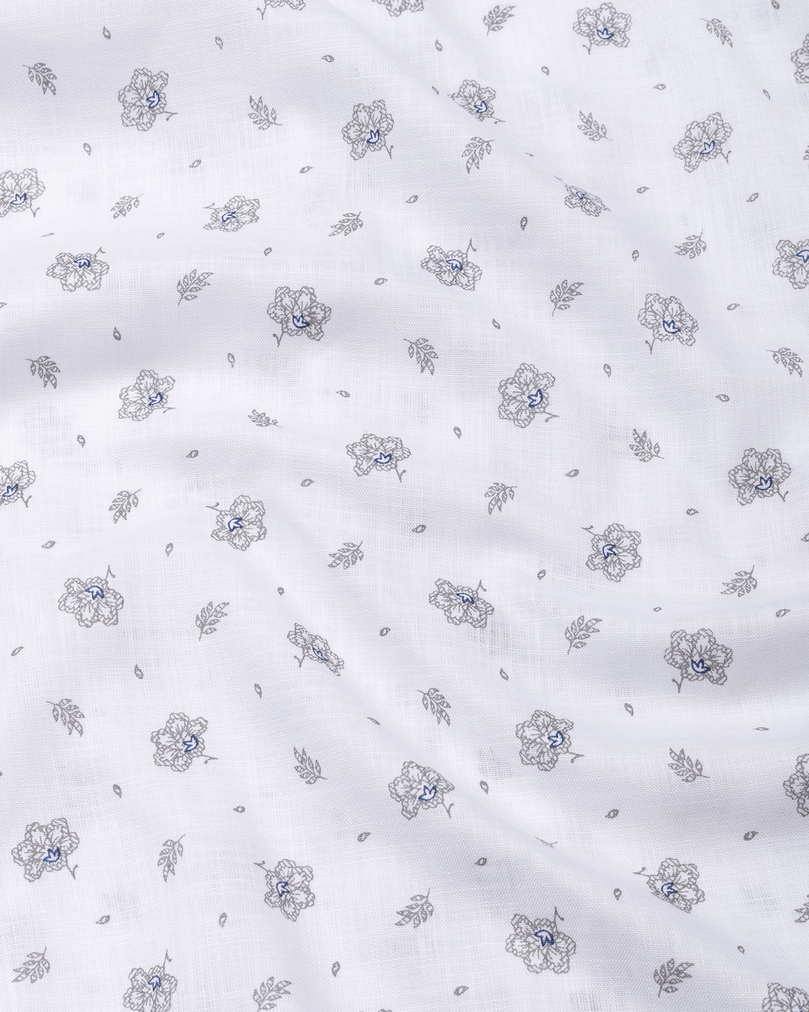 Zyro White Luxurious Linen Flower Printed Shirt - John Ellies